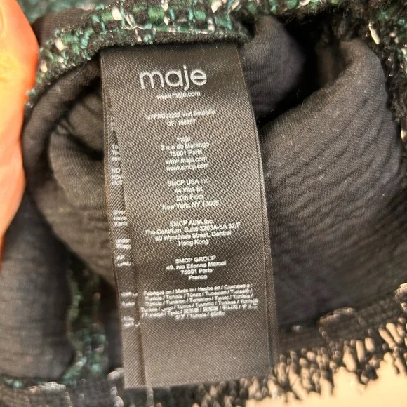 Maje Black/Green Tweed and Cotton Knit Mini Dress - Picture 5 of 5